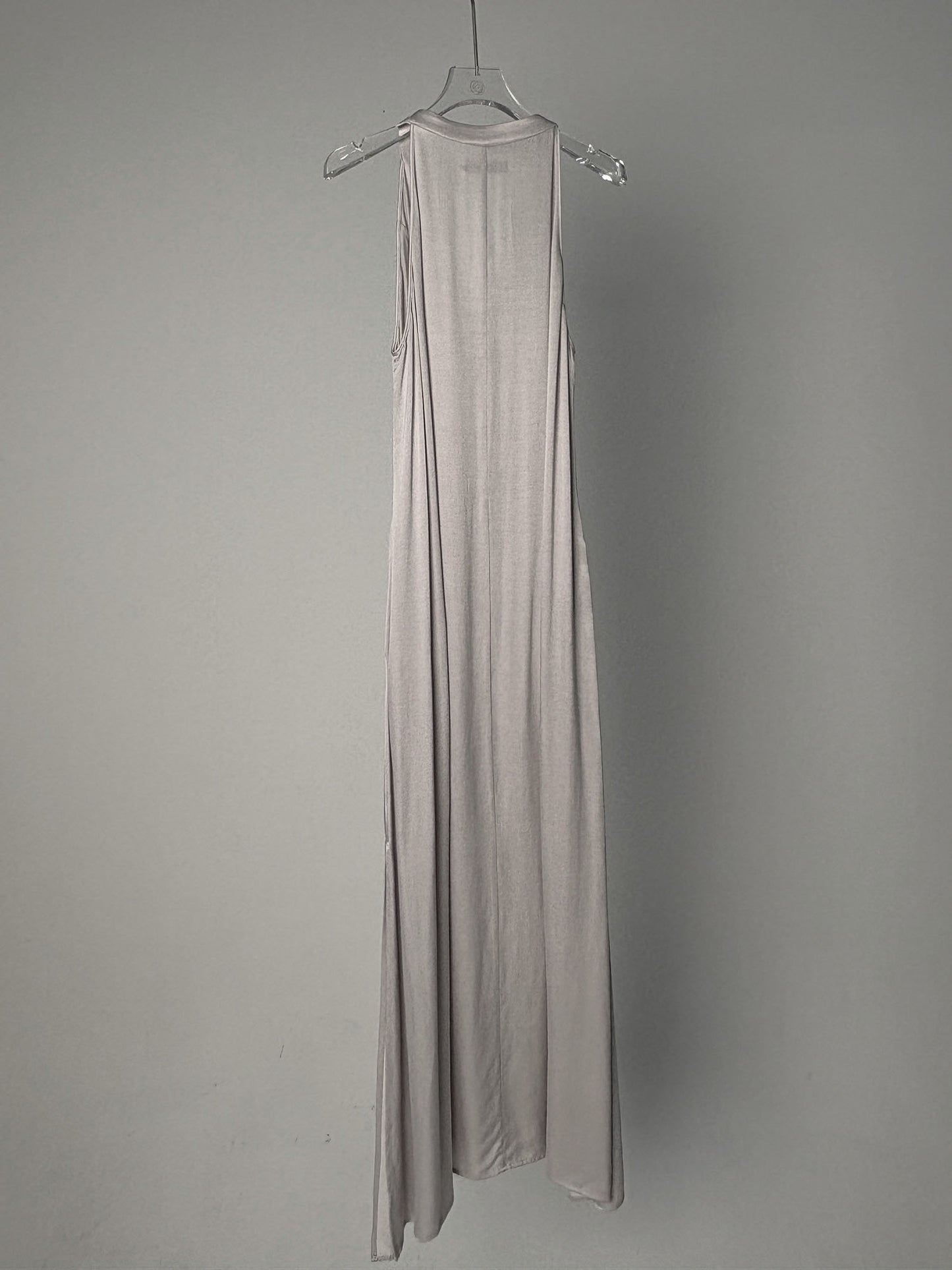 LABELDEL 25SS银灰铜氨拼纱连衣裙白底图2