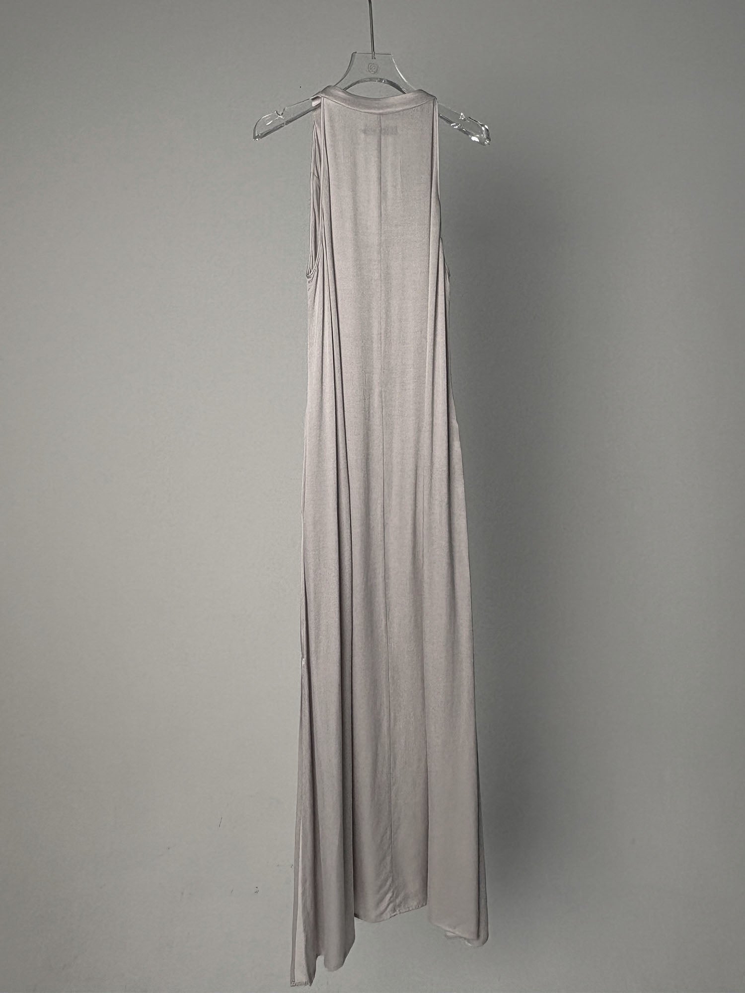 LABELDEL 25SS银灰铜氨拼纱连衣裙白底图2