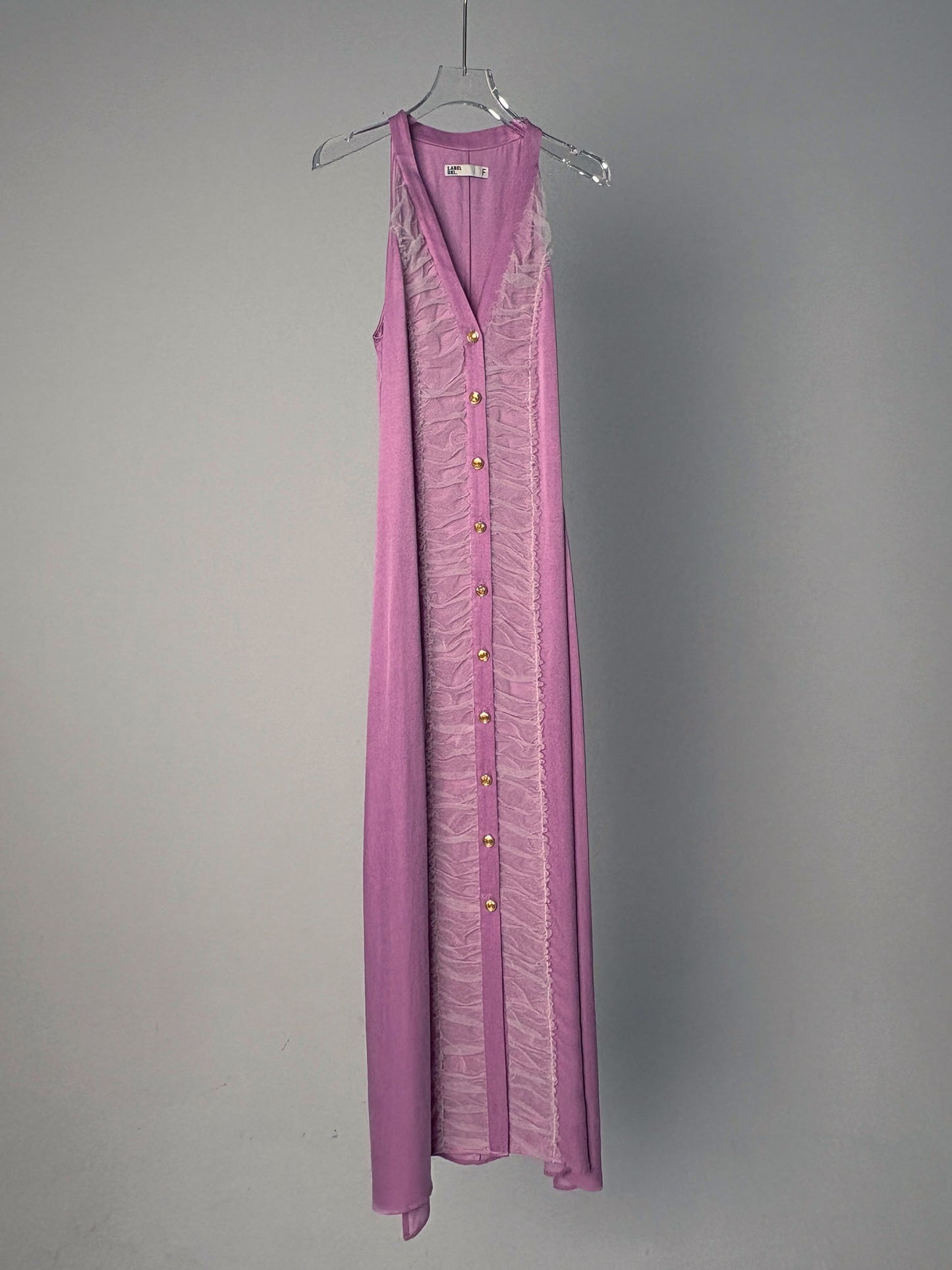 LABELDEL 25SS粉紫铜氨拼纱连衣裙白底图