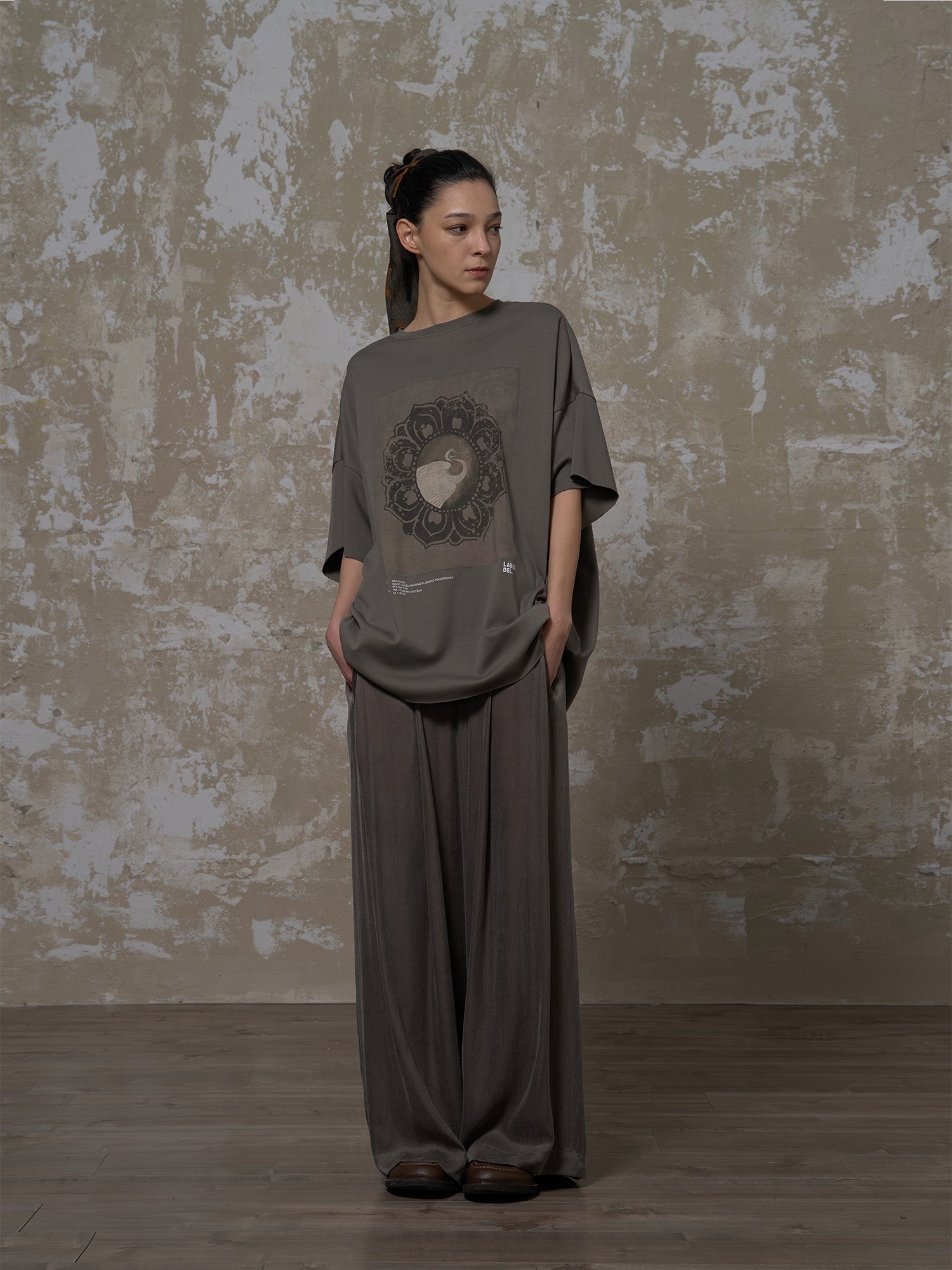 LABELDEL 25SS簪花仕女图印花T恤  仙鹤1