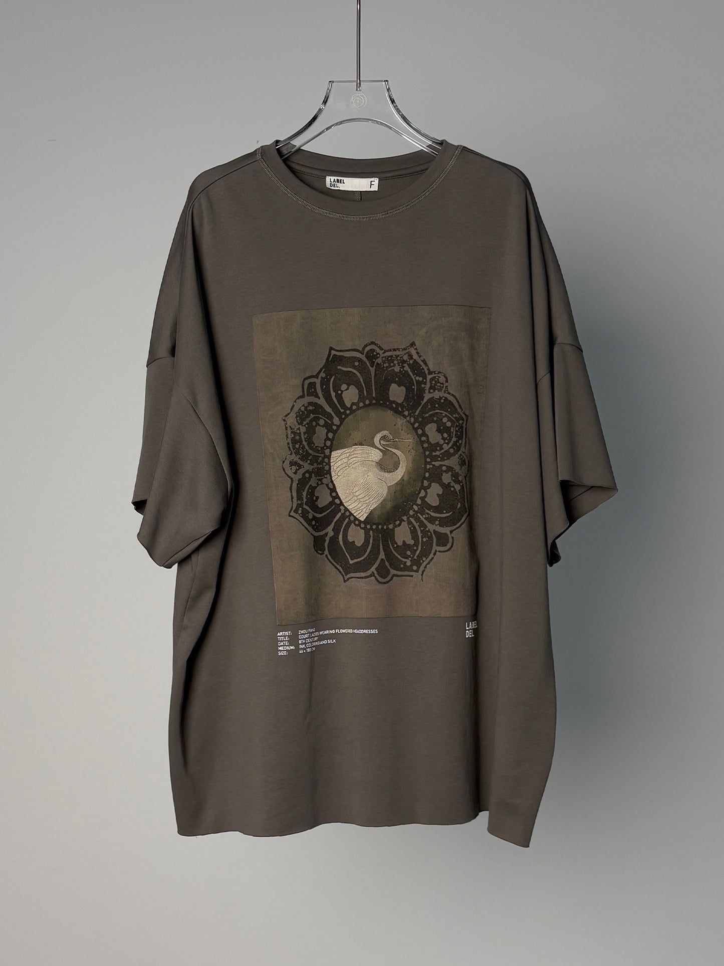 LABELDEL 25SS簪花仕女图印花T恤  仙鹤 白底图