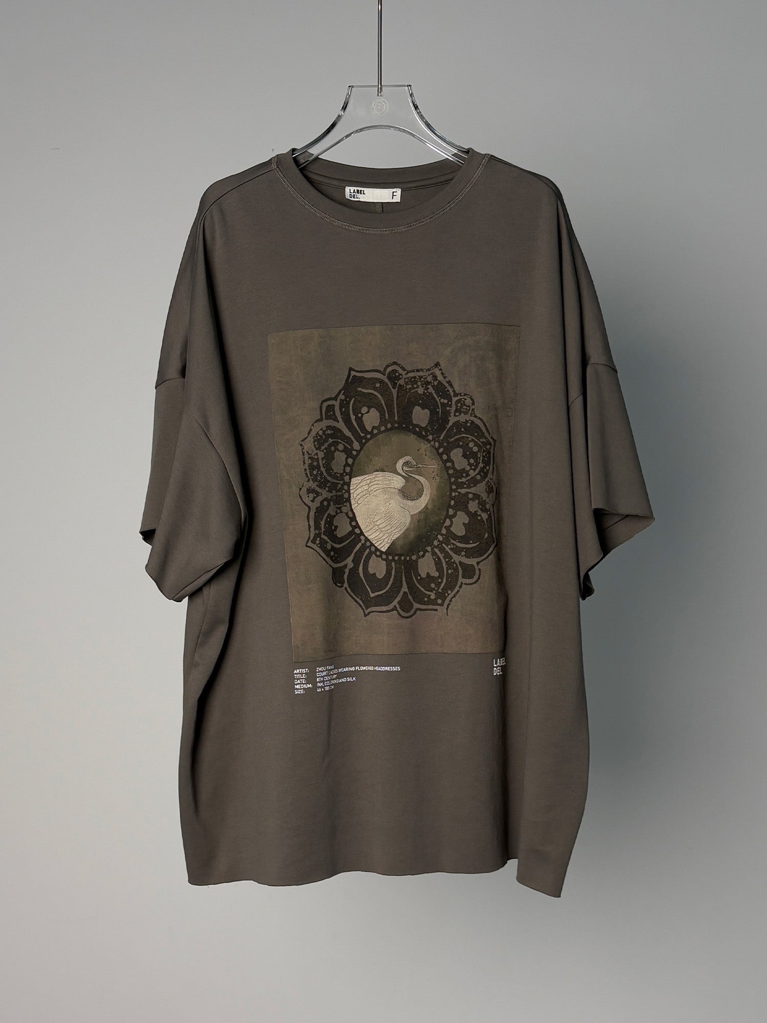 LABELDEL 25SS簪花仕女图印花T恤  仙鹤 白底图