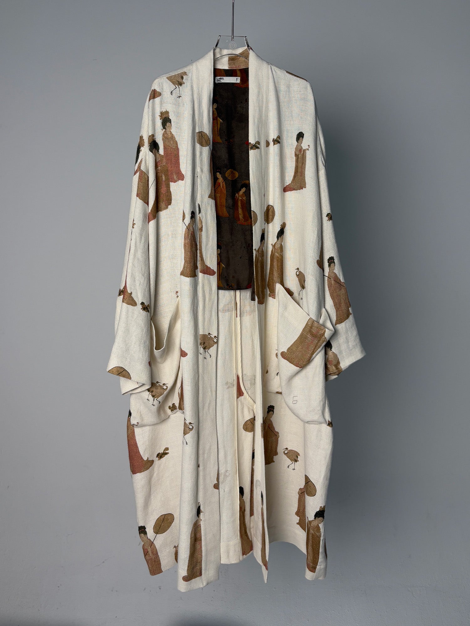 LABELDEL 25SS簪花仕女图白麻印花长袍白底图