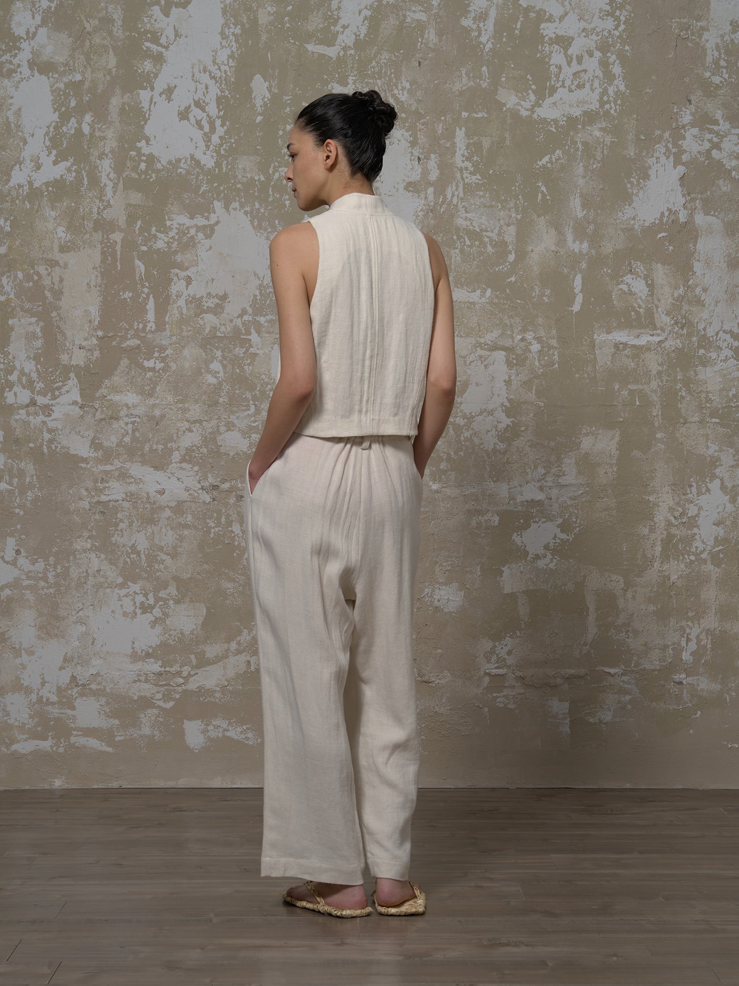 LABELDEL 25SS白色亚麻马甲3