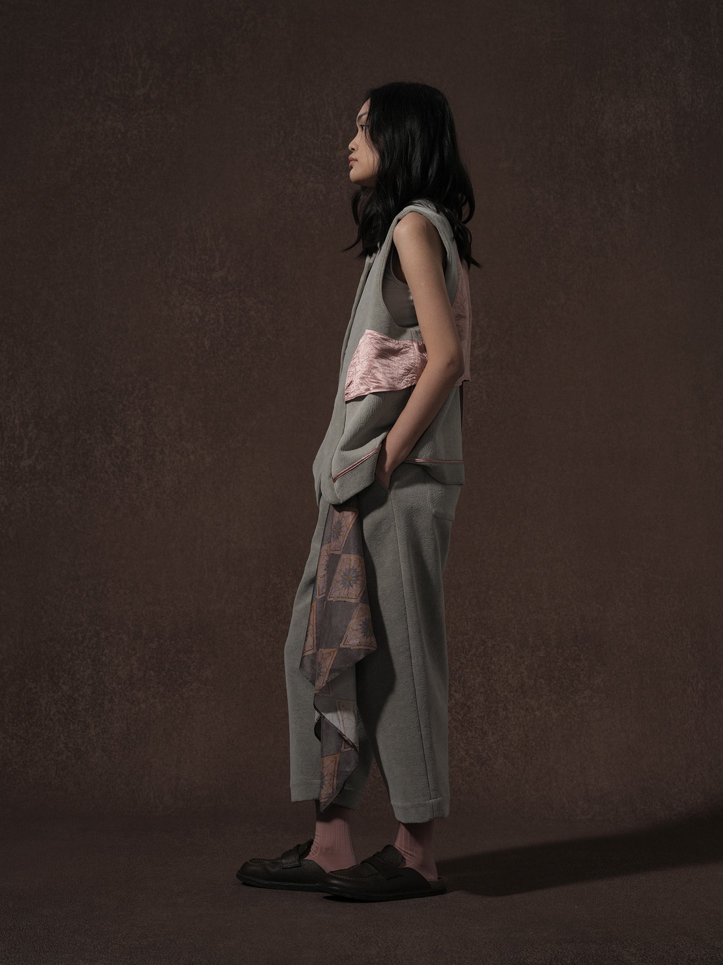 LABELDEL 25AW灰色平绒四袋马甲反和裤子2