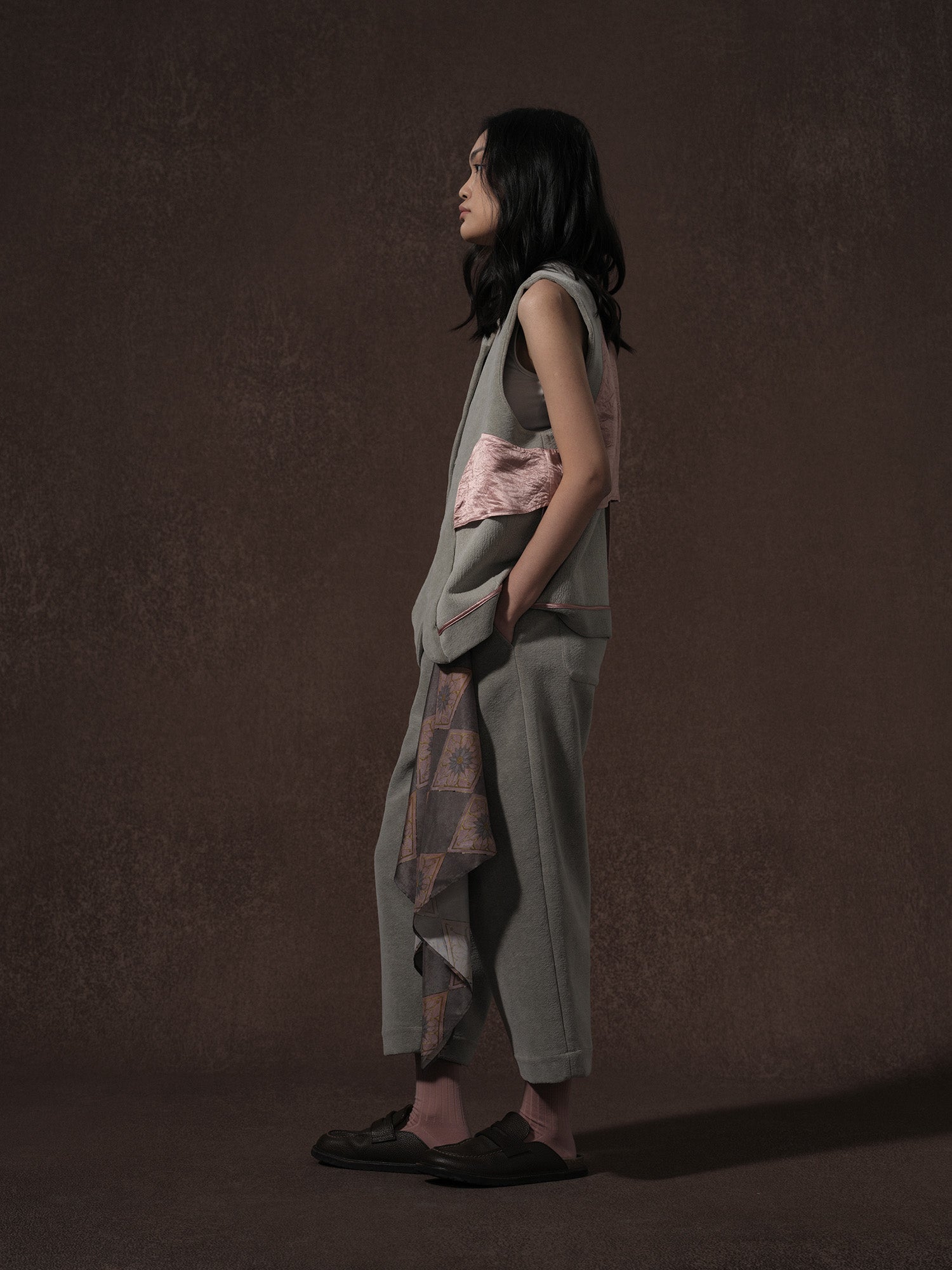 LABELDEL 25AW灰色平绒四袋马甲反和裤子2